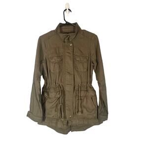 Lucky Brand Olive Zipper Button Front Military Casual Stylish Jacket Women Sz XS